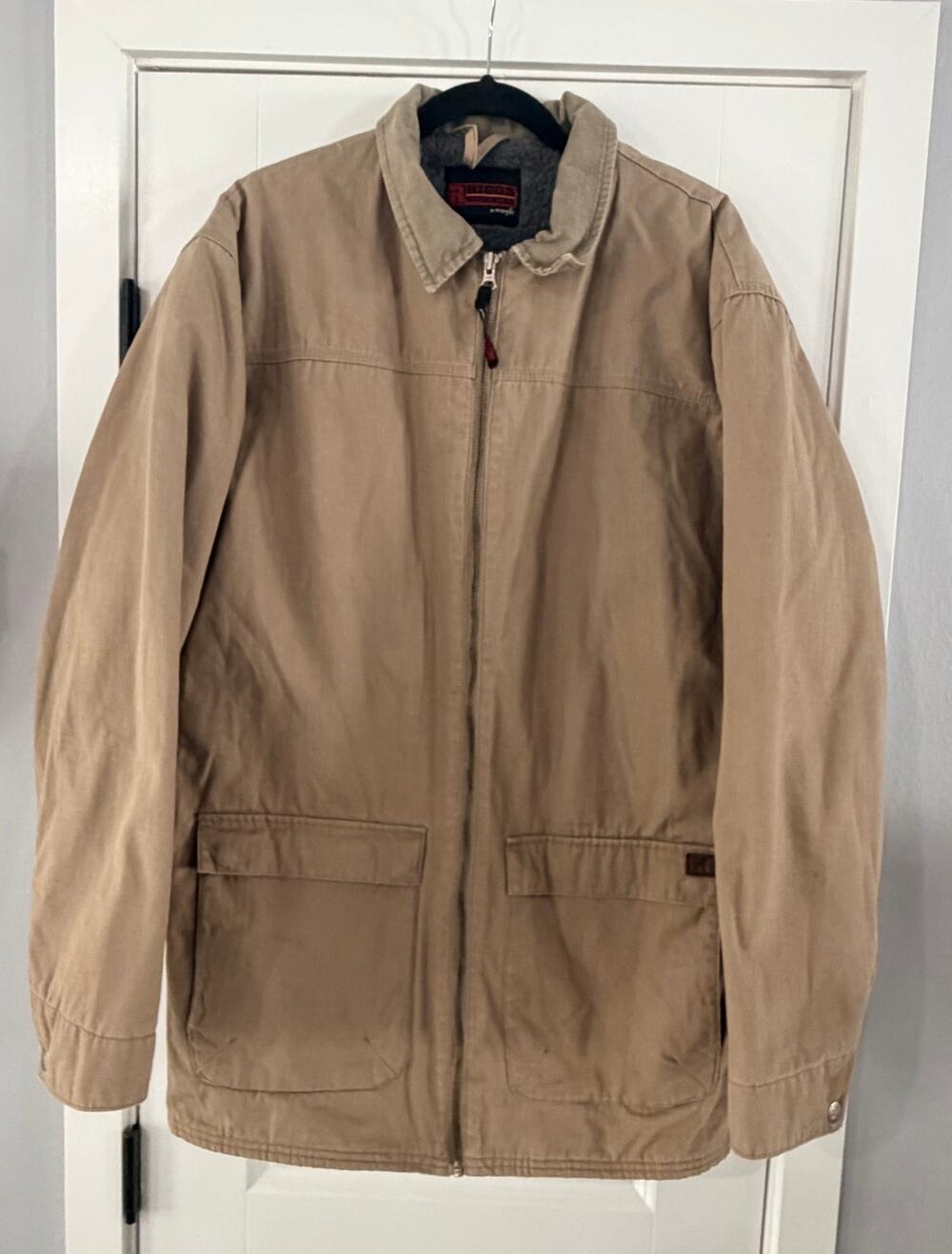Riggs Workwear by Wrangler Men's Size Large Khaki Fleece Lined Jacket